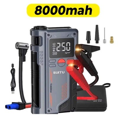 4 in 1 Auto Starthilfe mit 150PSI Luftkompressor 8000mAh Tragbar Booster Ladung