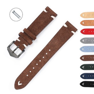 20 22mm Suede Genuine Leather Watch Band Watch Strap Quick Release Replacement