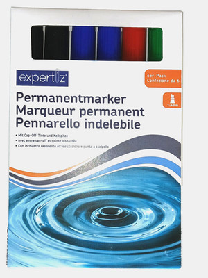 Permanentmarker Set 6er-Pack 1-4 mm Keilspitze cap-off-Tinte
