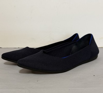 Rothy s The Pointed Flat Ballet Blue Knit Slip On Shoe US W6.5 Flats