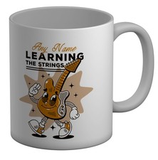 Personalised Learning the Strings Guitar Lover Mug 11oz Cup Gift White