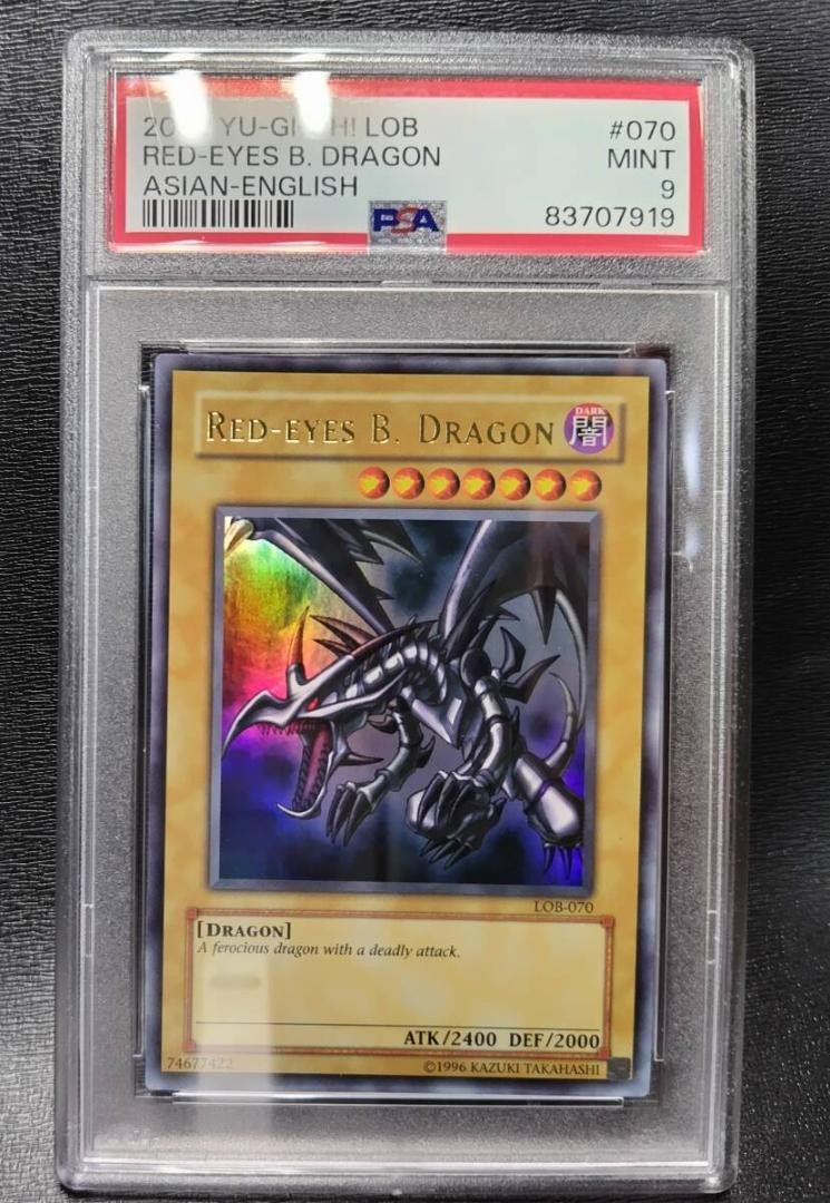 ★PSA９ RED-EYES B. DRAGON /真紅眼の黒竜　LOB-070 Yugioh Red-Eyes Black Dragon LOB-070 Ultra Rare OG Print Vintage
