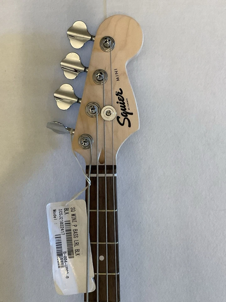 Squier By Fender Mini Precision Short Scale 4 String Base Electric Guitar Black - Image 3 of 4