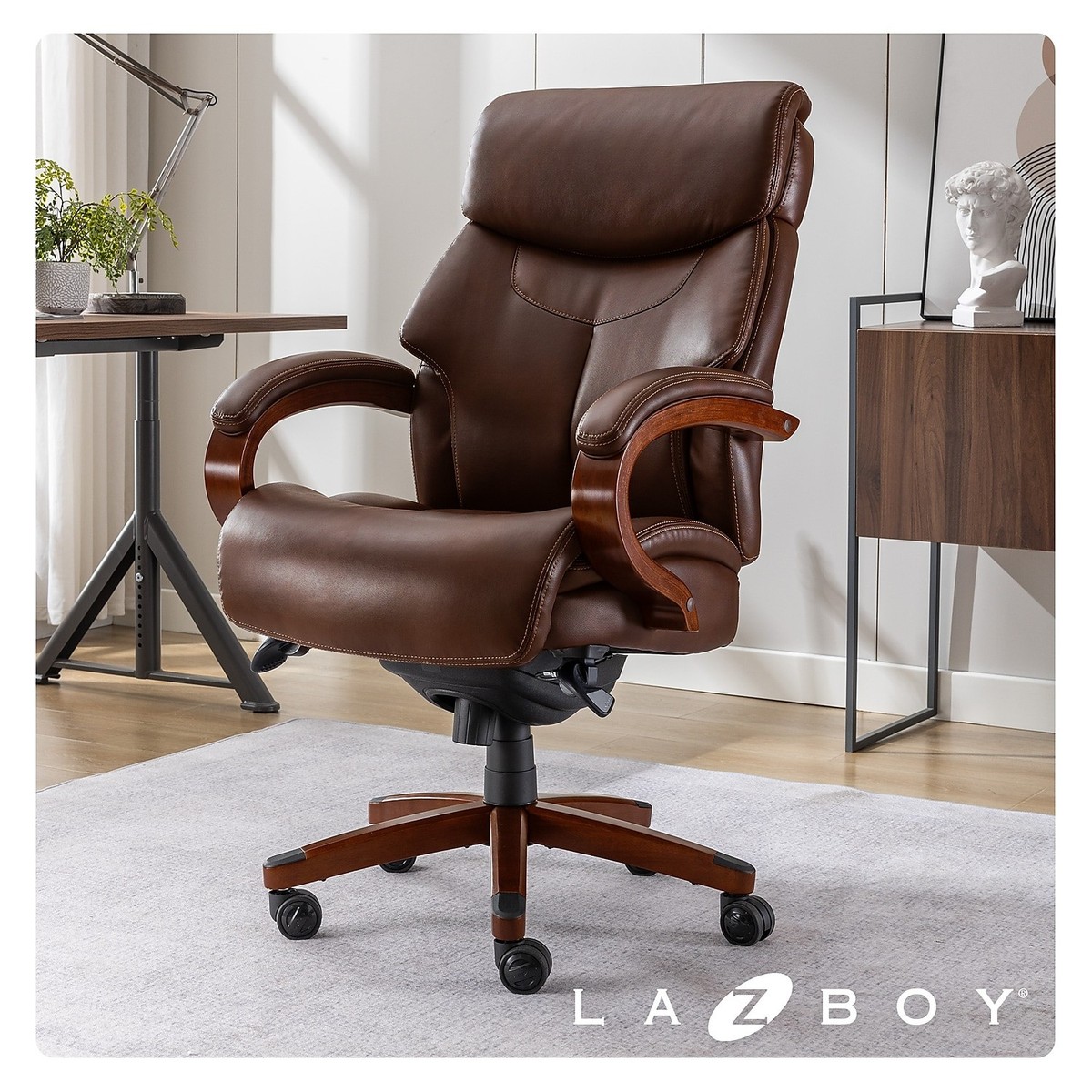ち*び様 LA-LA ボディスーツ 70M ベージュ・ブラウン La-Z-Boy Bonded Leather Executive Office Chair, Beige