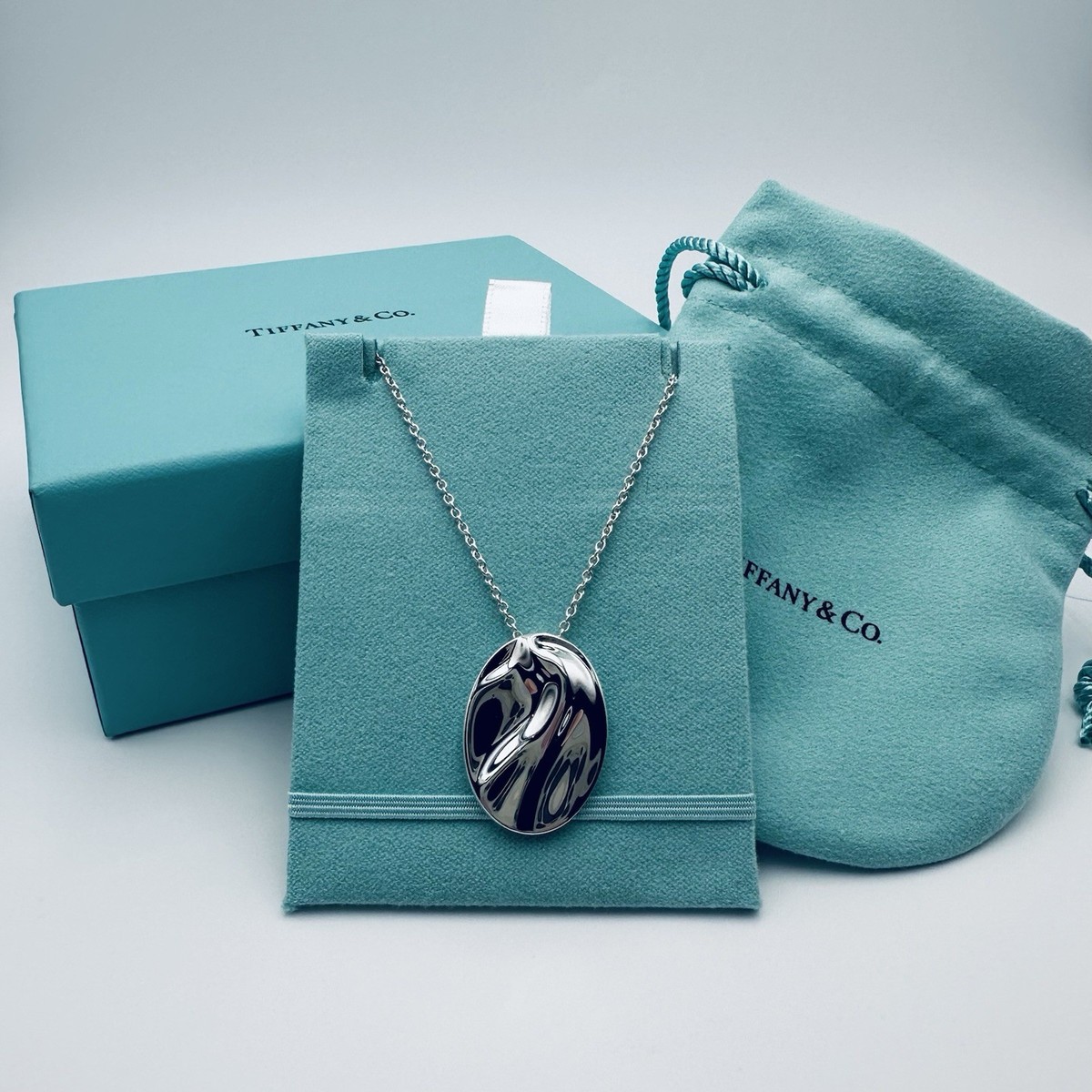 Tiffany & Co. Pure Silver Ag 1000 Aquarius Zodiac Necklace 29
