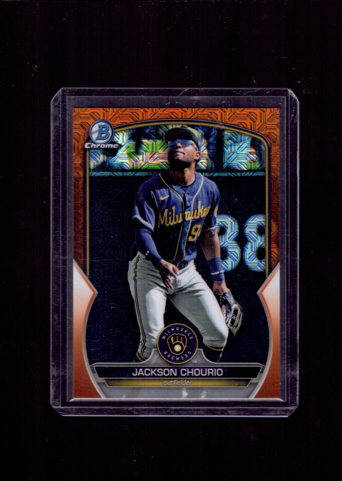 2023 Bowman Chrome #BCP-246 Jackson Chourio Prospects Orange Mojo Refractor #/25 view 1