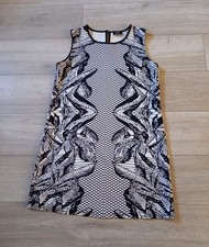Klass Black & White Patterned Tunic Dress Stretch Casual Holiday Boho UK14/16
