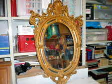 ARTE ANTIQUARIATO SPECCHIO OVALE IN CORNICE DORATA LAVORAZIONE 800 BELLO AFFARE!