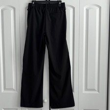 Black Pull-On Dress Pants Elastic Waist Straight Leg Polyester Knit Women's M