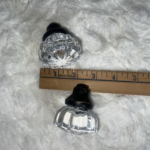 2pc Clear Glass Crystal Door Knob Handles Retro Chic! Rubbed Bronze Crafts Decor - Picture 2 of 8