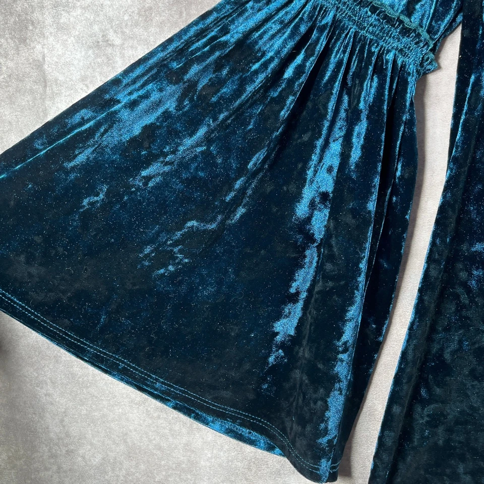 Mini Vestido Karen Kane Para Mujer Medio Azul Terciopelo Gótico Oscuro Romántico Hippie Gitano Foto 4 de 4