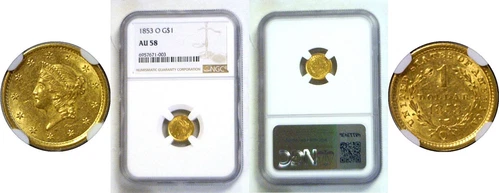 1853-O G$1 Liberty One Dollar Gold - NGC AU-58