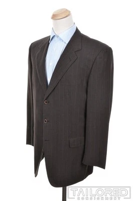 BRIONI Traiano Brown Striped 100% Wool Mens Blazer Sport Coat Jacket - 44 L