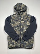 Under Armour Jacket Youth XL Camo Hooded Full Zip Puffer Quilted Black Sleeves