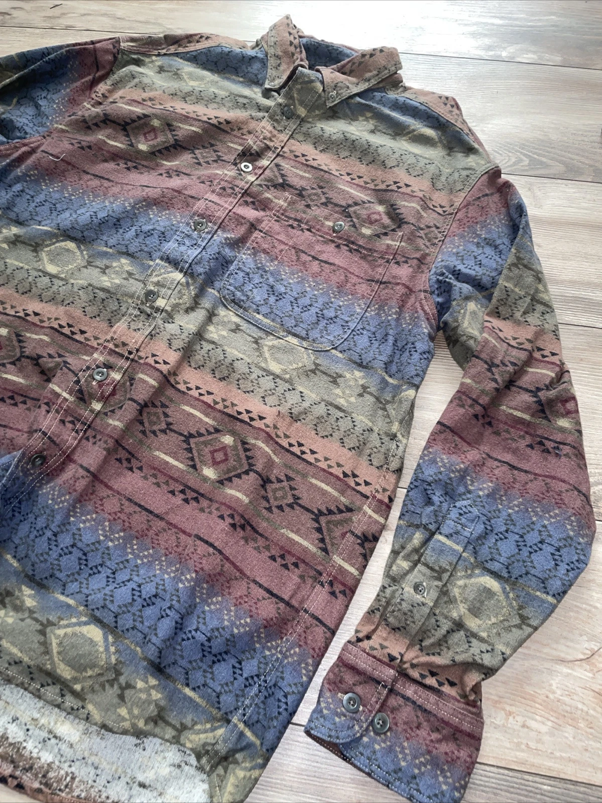 Vintage Cabelas Aztec Shirt Mens L Dearskin Soft Button Up