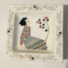 Bandeja de alfileres Poole Pottery Athena cuadrada porcelana de hueso plato de baratija 10,5 cm coleccionable