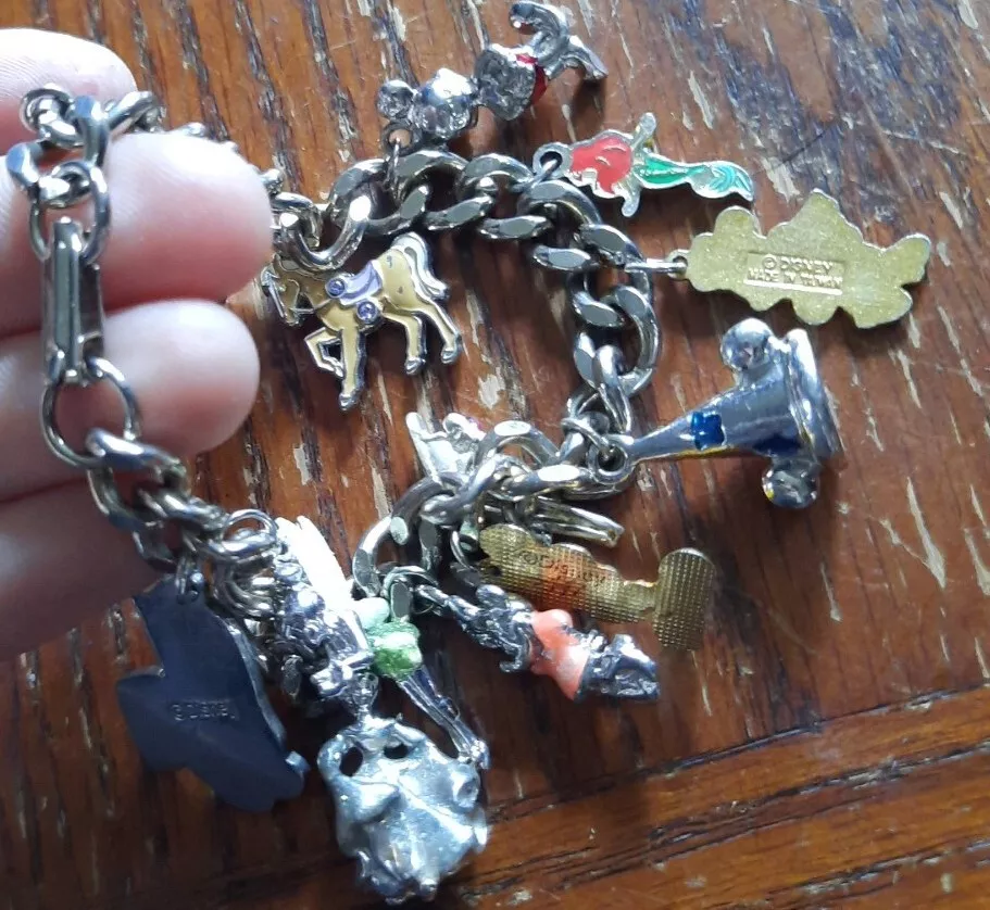 Lot Of 13 Vintage Disney Charms Bracelet Sorcerer s Hat Micky
