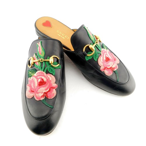 GUCCI Size 7.5 PRINCETOWN Rara Floral Mules Flats Loafers Shoes 37.5 Eur - Picture 1 of 11