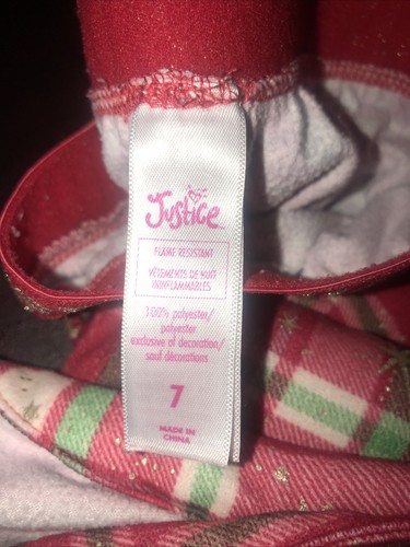 Justice Girls Christmas Pajama Set Sparkle Plaid Holiday, Size 7 - Picture 9 of 9