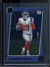 2021 Panini Donruss Clearly Kadarius Toney Rated Rookie Blue 77/99 #65 Giants