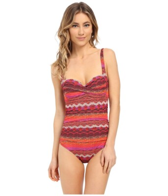 La Blanca L73638 Multi Bandeau Ots Sweetheart One-Piece Swimsuit Size 6