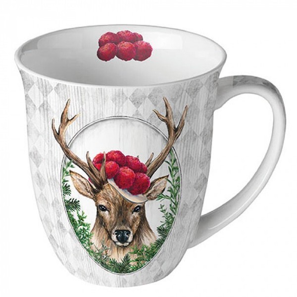 Ambiente Kaffeetasse Teetasse Becher Mug 0,4L Deer In Frame - Fine Bone China-image