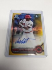 2022 Bowman Justice Thompson 1st Chrome Bowman Yellow Autograph 06/75