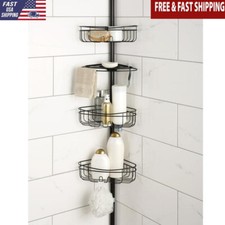 4 Tier Steel Shower Caddy Tension Pole W/ Adjustable Baskets Soap Tray Bronze