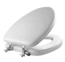 1815CP Padded Toilet Seat with Chrome Hinges That Will Never Loosen, ELONGATED,
