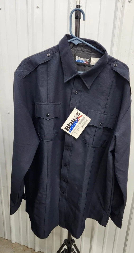 Nuevo: Camisa uniforme de poliéster con cremallera manga larga policía azul 8600-Z Foto 3 de 4