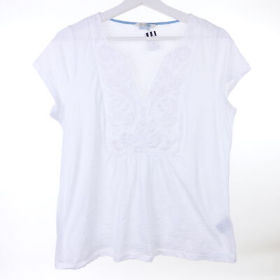 BODEN T-Shirt Stick V-Neck Weiß Gr. DE 40 L
