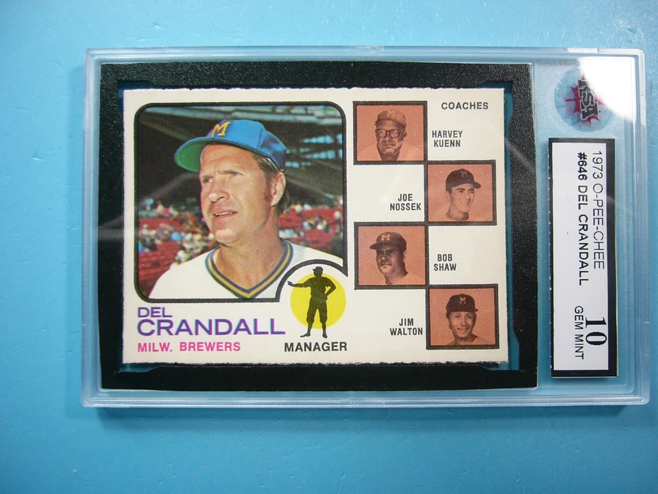 1973 O-PEE-CHEE MLB BASEBALL CARD #646 DEL CRANDALL KSA 10 GEM MINT 73 OPC - Image 3 of 3