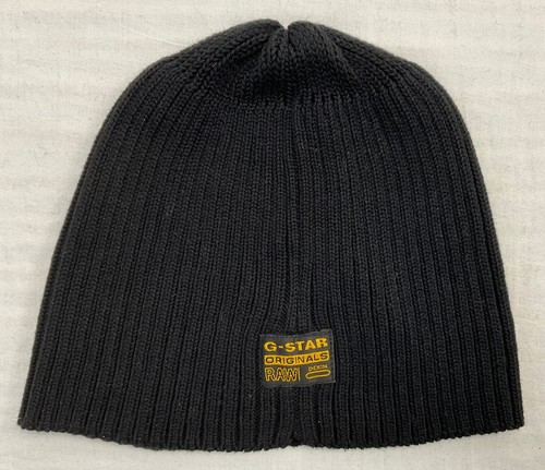 BNWOT G-STAR RAW VINTAGE Beanie Big Box Logo Hat Knitted Casual Black Cap Unisex - Picture 4 of 11