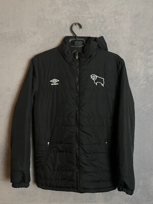 Derby County Training Jacket With Zipped Hood Umbro Black Mens