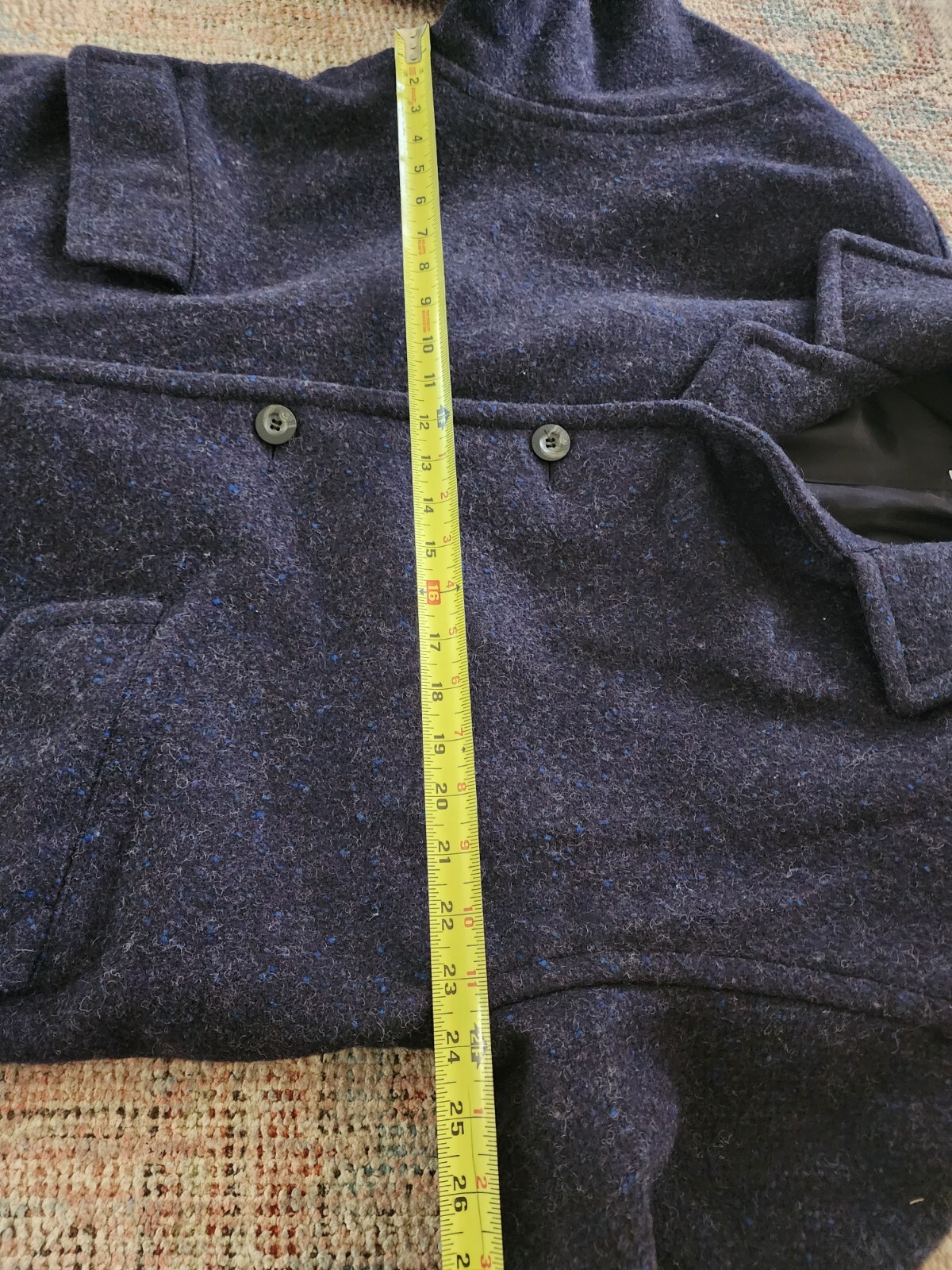 Cappotto uomo vintage anni 80 90 Yves Saint Laurent lana blu maculato taglia M oversize