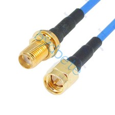SMA male to female jack plug RG405 Semi Flexible RF LOW LOSS 4G Blue Cable Lot "