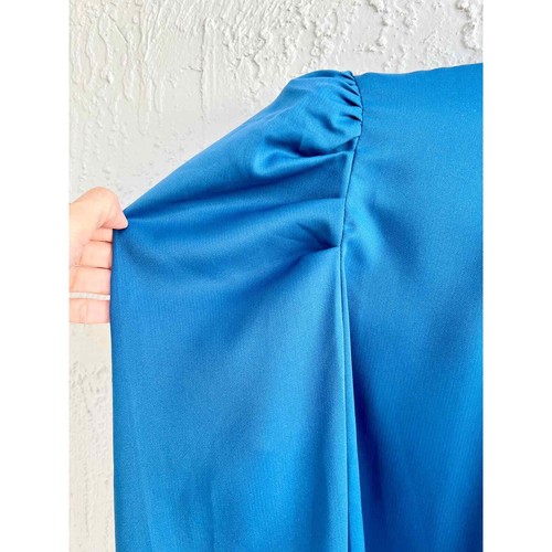 NWT Jealous Tomato Long Puff Sleeve Back Tie Top Blouse Blue Women's Size Large - Picture 3 of 8