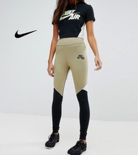 Image of NIKE HIGH RISE LEGGINGS SIZE S (AH7634 209) NEUTRAL OLIVE / BLACK