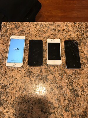 Lot Of 4 Apple iPhones 6s, 5s, 4s, 4 SOLD AS PARTS ONLY NOT WORKING