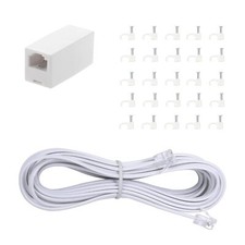 Telephone Extension Cord Phone Cable Line Wire with Standard RJ11 Plug and 1 ...