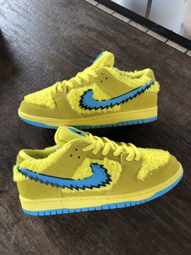 mens nike sb dunk low grateful dead bears opti yellow