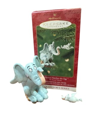 Hallmark Ornament Dr. Suess Horton Hatches the Egg 2 Pieces 2001 Keepsake