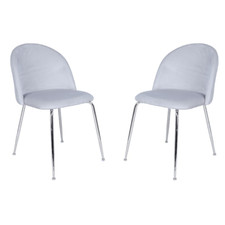 Sedia PARIS in velluto Grigio Perla con gambe in metallo Cromo - Set 2 sedie