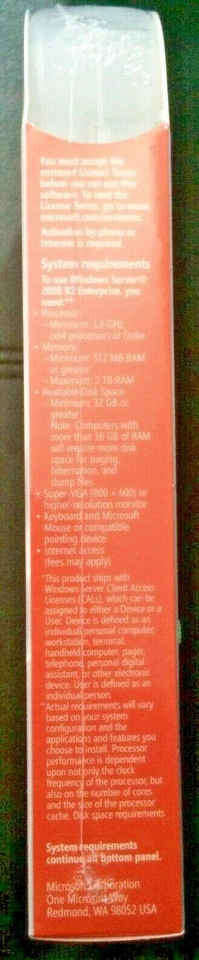 Microsoft Windows Server 2008 R2 Enterprise,SKU P72-03827,25 CAL,Full Retail Box - Image 4 of 4