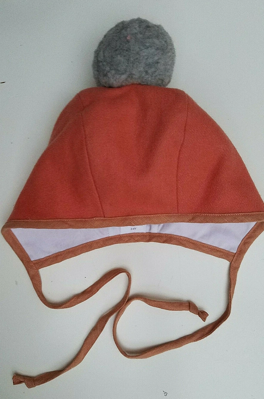 Briar Baby Wool Pom Bonnet Coral Gray Size 2 4Y (14230)