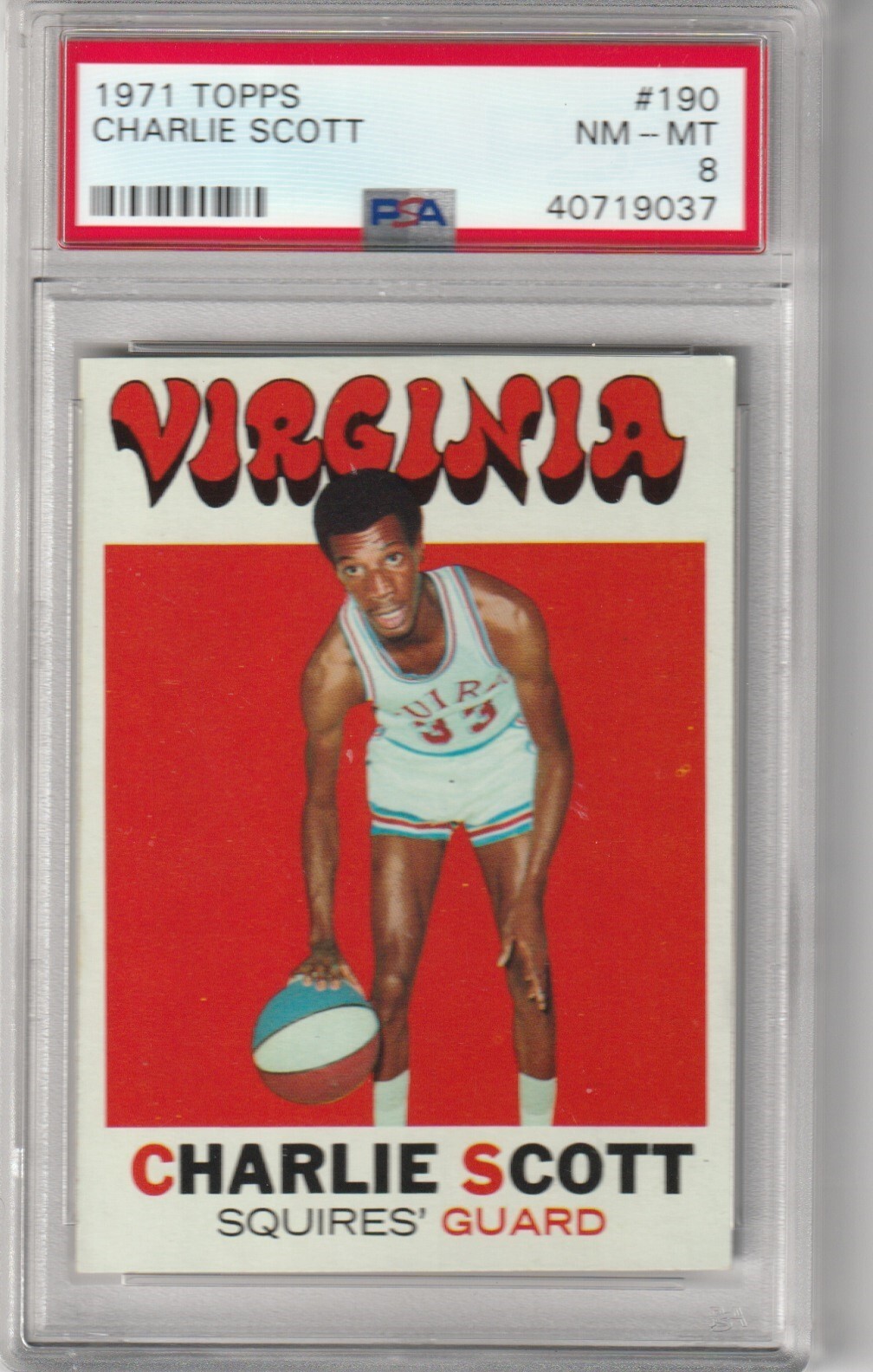 1971 Topps Charlie Scott #190, PSA NM-MT 8