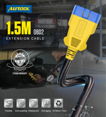 OBD II OBD2 Extension Cable Adapter Male to Female 60ft for Code