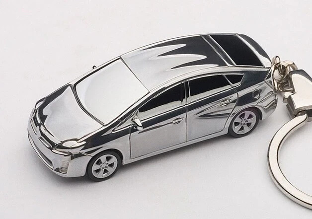 Toyota Prius 1/87 Model Car Keychain Keyring (Aluminum Casting) by
