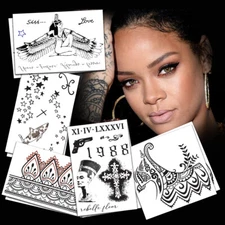 Rihanna Temporary Tattoos | Realist | Life-Sized | Skin Safe