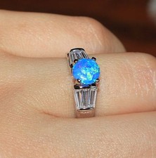 fire opal topaz zircon ring gems silver plate jewelry engagement wedding evening